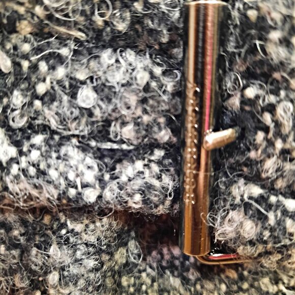 Burberry London Grey Belted Coat Black Knit Sleeves Wool Mohair Alpaca US Size 2 - Picture 4 of 12